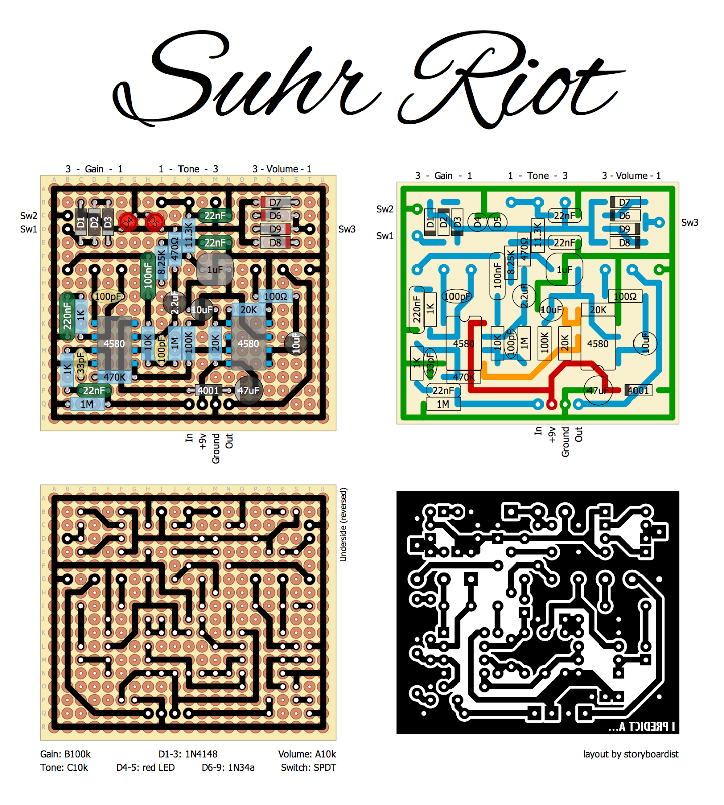 Perf and PCB Effects Layouts: Suhr Riot